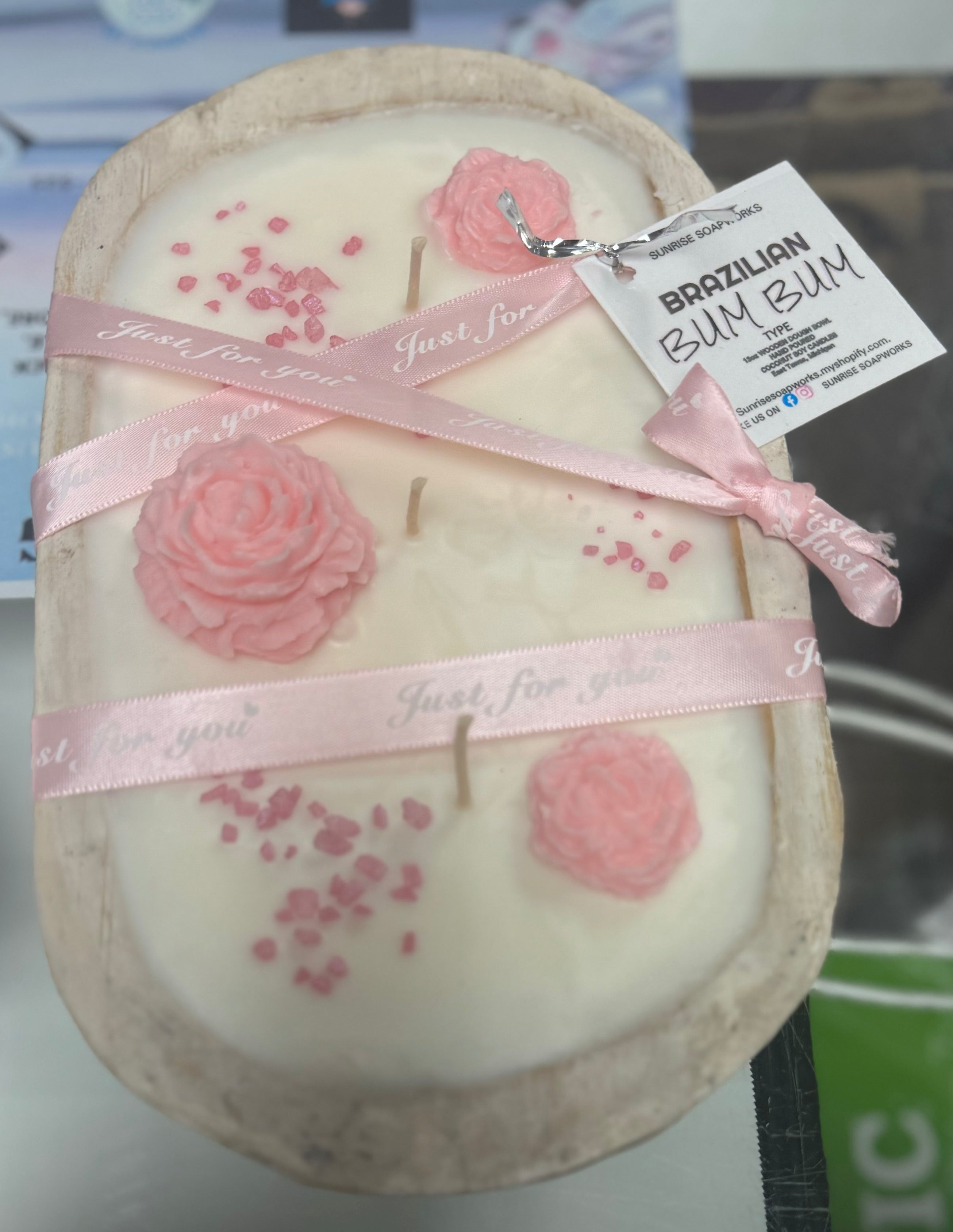 Beachy Boho  candle.  Dough Bowl Candle